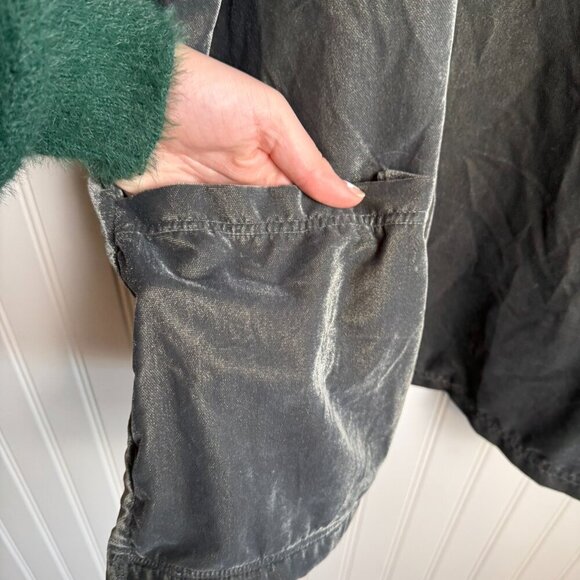 Karyn Seo grey velvet 3/4 sleeve oversize tunic front pockets size XL G6 - Picture 4 of 7